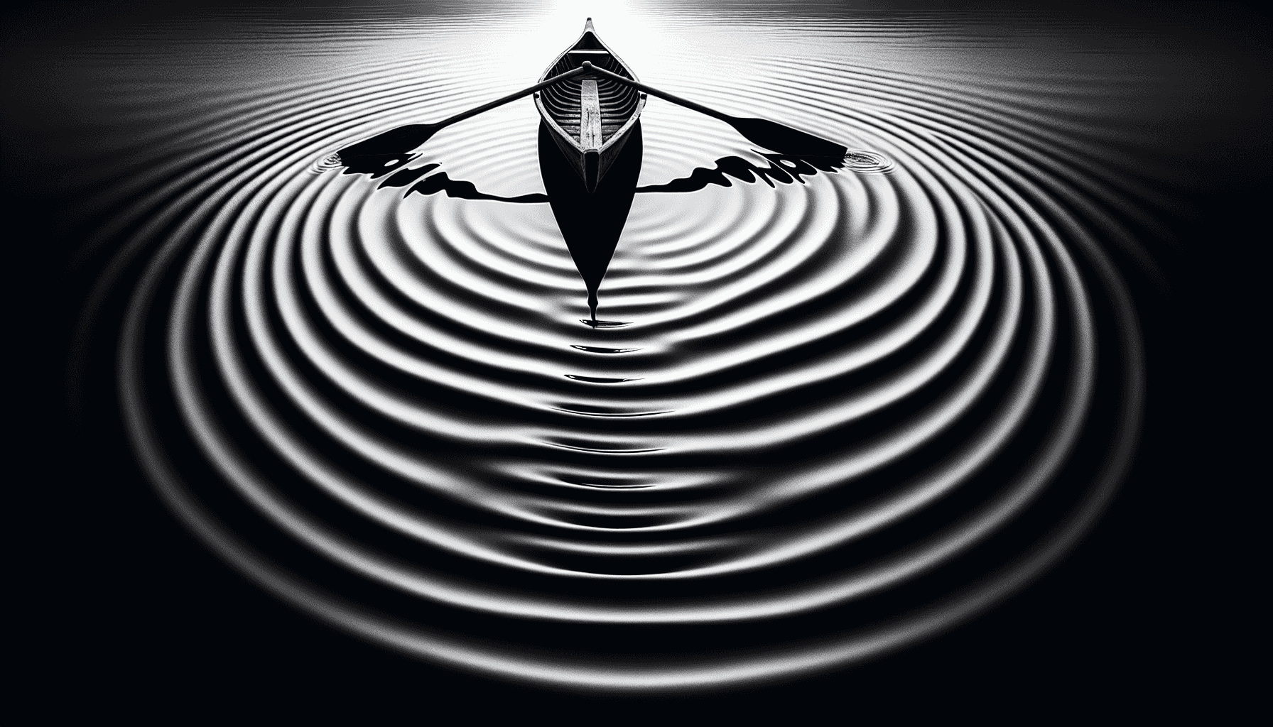 Oars creating ripples in the water