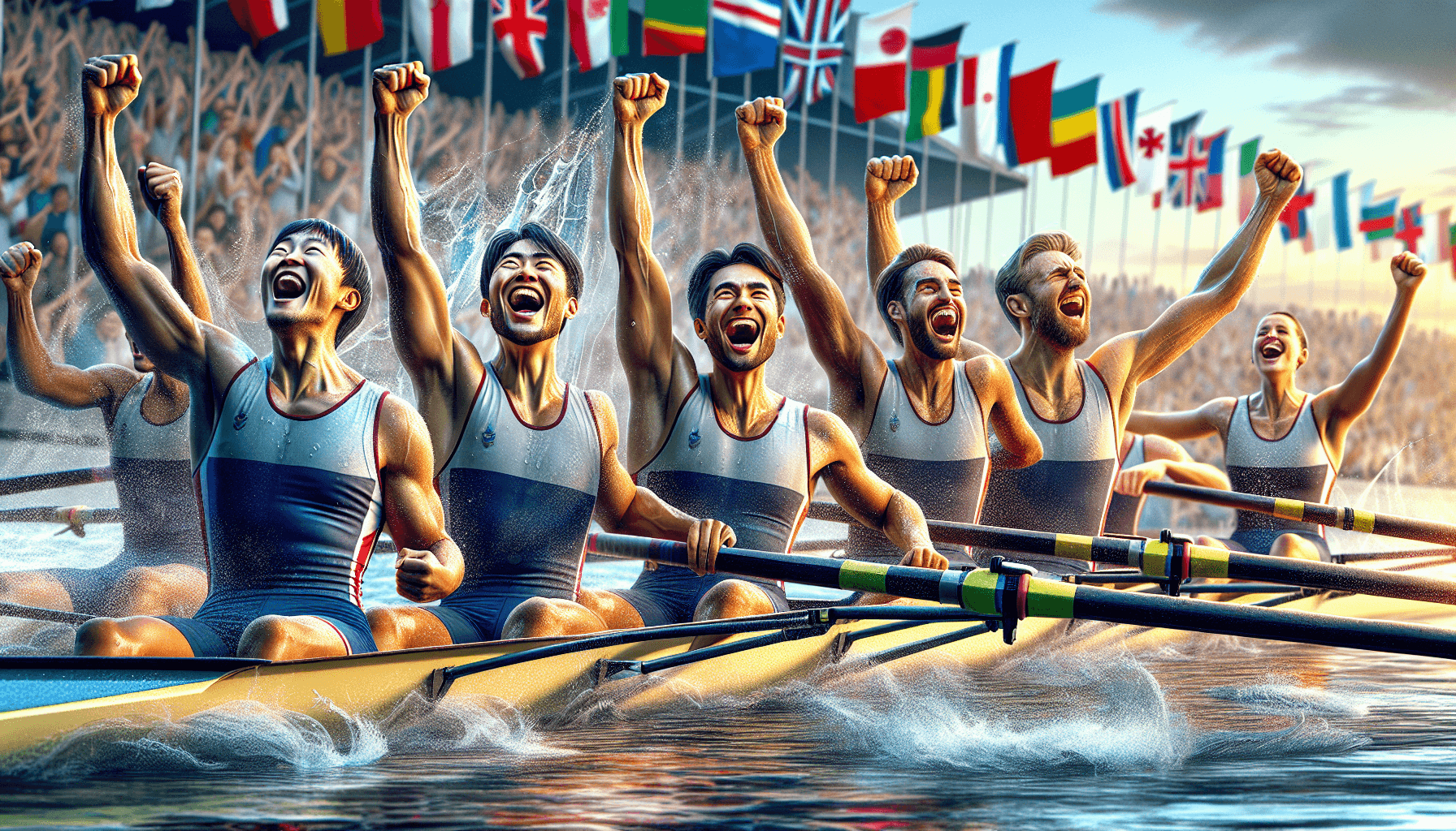 Rowing team celebrating victory